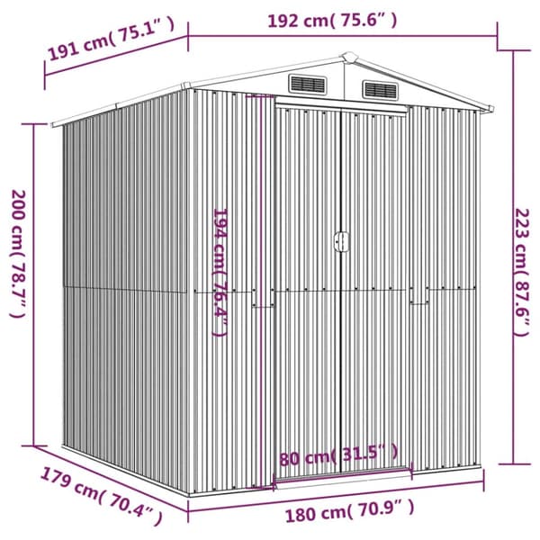 The Living Store haveskur 192x191x223 cm galvaniseret stål mørkebrun -  Skure & Redskabsskure