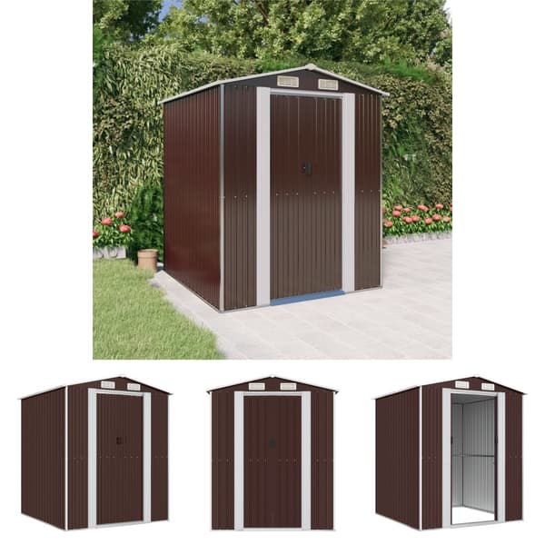 The Living Store haveskur 192x191x223 cm galvaniseret stål mørkebrun -  Skure & Redskabsskure