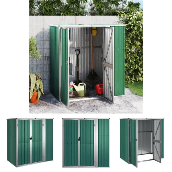 The Living Store redskabsskur til haven 161x89x161 cm galvaniseret stål grøn -  Skure & Redskabsskure