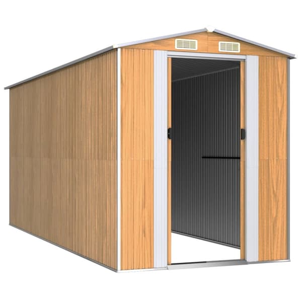 The Living Store haveskur 192x440x223 cm galvaniseret stål lysebrun -  Skure & Redskabsskure