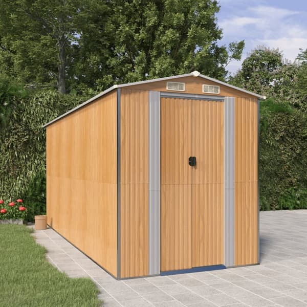 The Living Store haveskur 192x440x223 cm galvaniseret stål lysebrun -  Skure & Redskabsskure