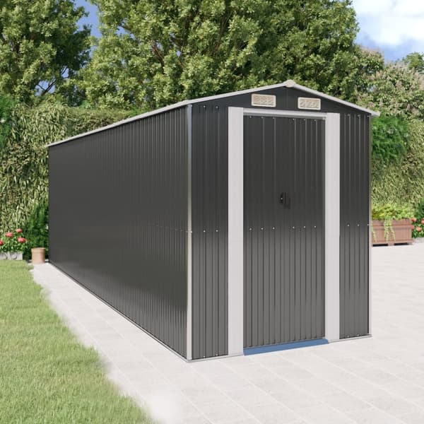 The Living Store haveskur 192x606x223 cm galvaniseret stål antracitgrå -  Skure & Redskabsskure