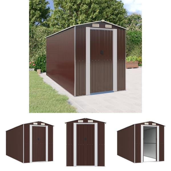 The Living Store haveskur 192x440x223 cm galvaniseret stål mørkebrun - Skure & Redskabsskure