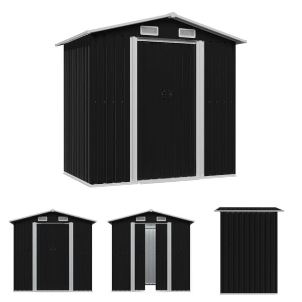 The Living Store opbevaringsskur til haven 204x132x186 cm stål antracitgrå -  Skure & Redskabsskure