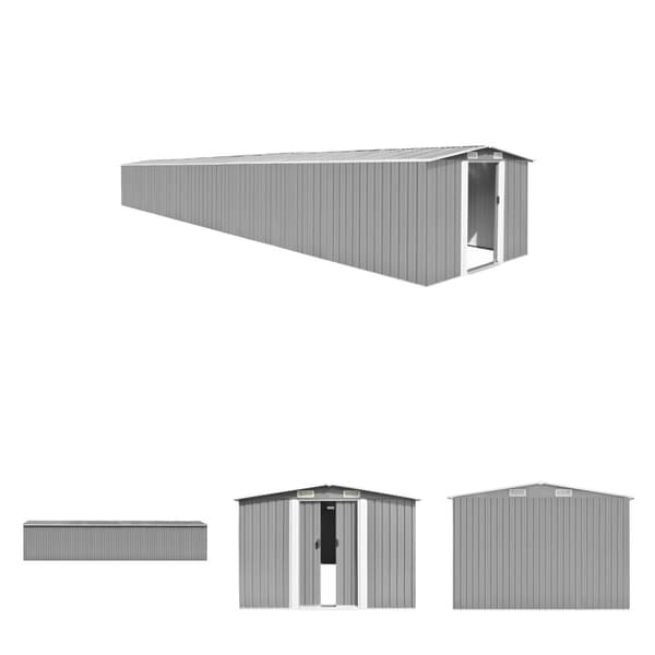 The Living Store haveskur 257x990x181 cm galvaniseret stål grå -  Skure & Redskabsskure