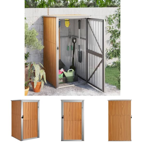 The Living Store redskabsskur til haven 88x89x161 cm galvaniseret stål brun -  Skure & Redskabsskure