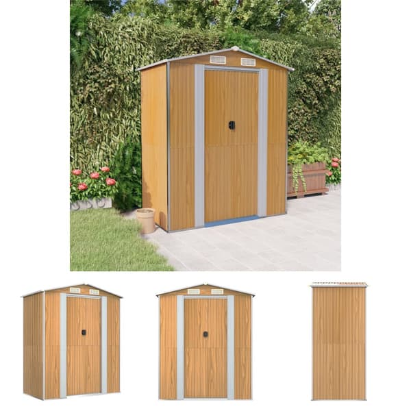 The Living Store haveskur 192x108x223 cm galvaniseret stål lysebrun -  Skure & Redskabsskure