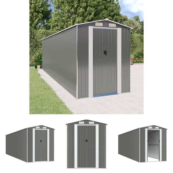 The Living Store haveskur 192x689x223 cm galvaniseret stål lysegrå -  Skure & Redskabsskure