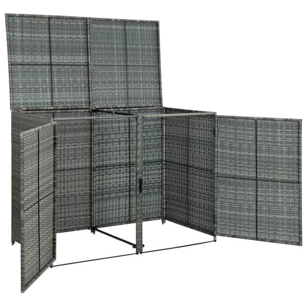The Living Store dobbelt skraldespandsskjuler 148x77x111 cm polyrattan grå -  Skure & Redskabsskure