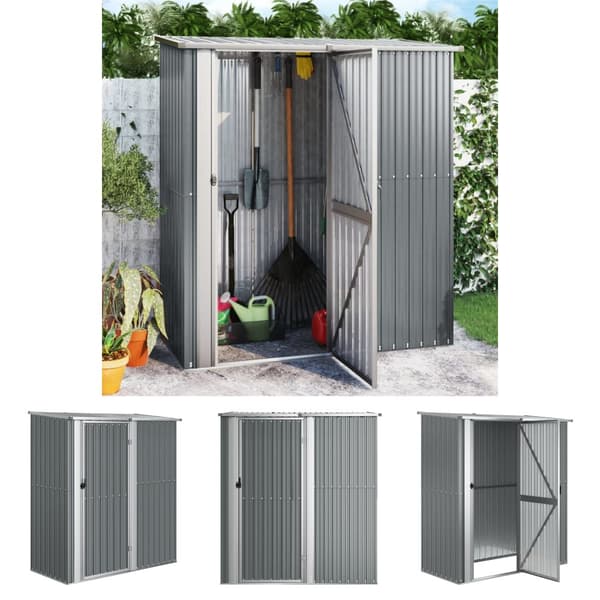 The Living Store haveskur 180,5x97x209,5 galvaniseret stål grå -  Skure & Redskabsskure