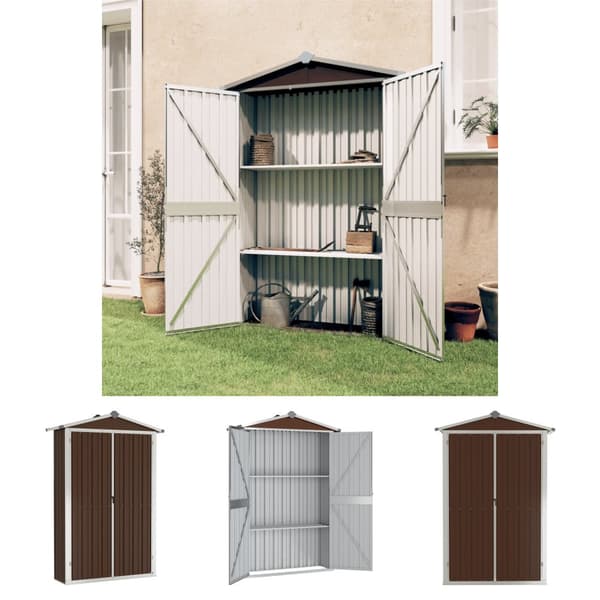 The Living Store haveskur 116x45x175 cm galvaniseret stål brun -  Skure & Redskabsskure