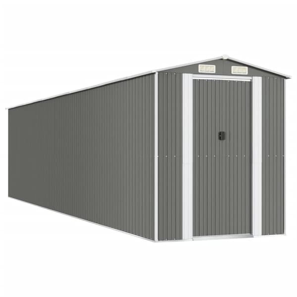 The Living Store haveskur 192x855x223 cm galvaniseret stål lysegrå -  Skure & Redskabsskure