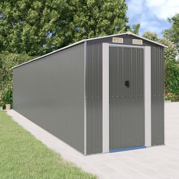 The Living Store haveskur 192x855x223 cm galvaniseret stål lysegrå -  Skure & Redskabsskure