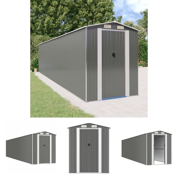 The Living Store haveskur 192x855x223 cm galvaniseret stål lysegrå -  Skure & Redskabsskure
