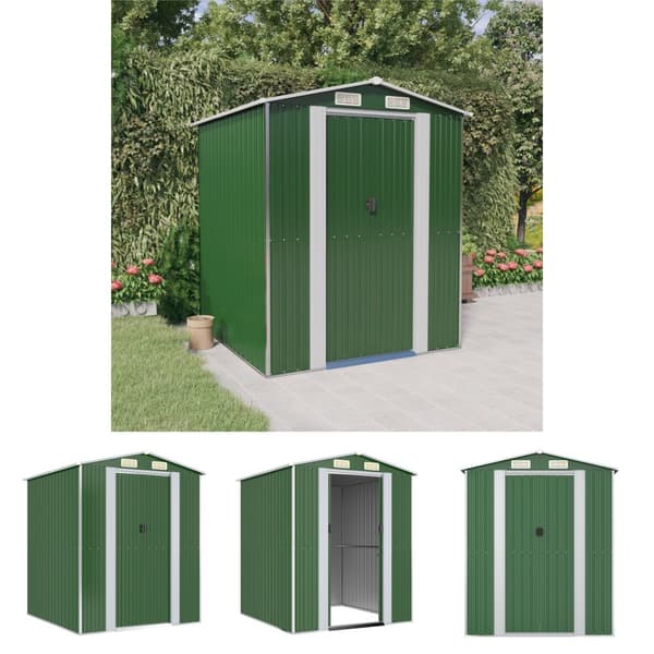 The Living Store haveskur 192x191x223 cm galvaniseret stål grøn -  Skure & Redskabsskure