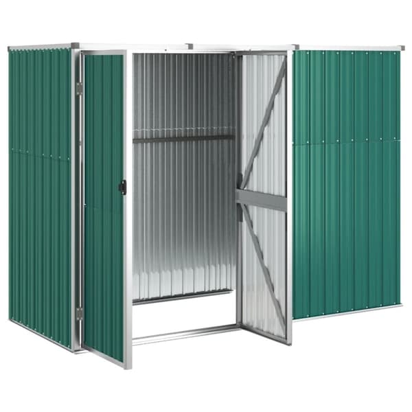 The Living Store redskabsskur til haven 225x89x161 cm galvaniseret stål grøn -  Skure & Redskabsskure
