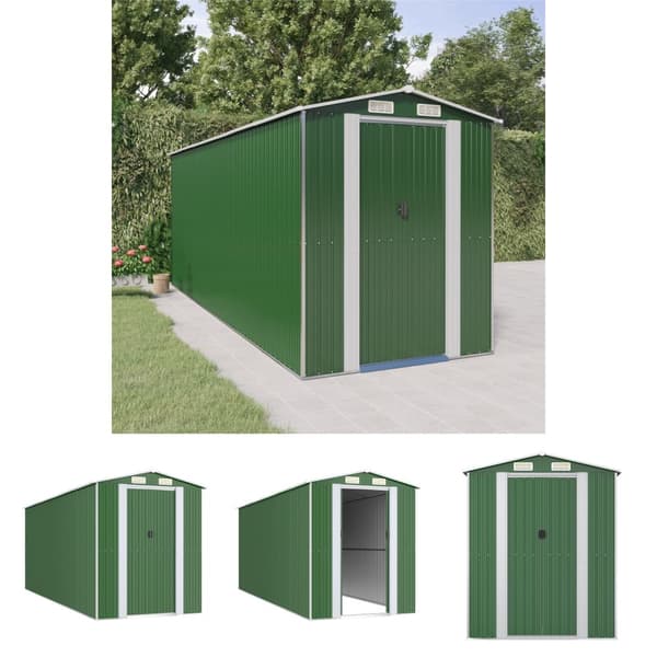 The Living Store haveskur 192x523x223 cm galvaniseret stål grøn - Skure & Redskabsskure