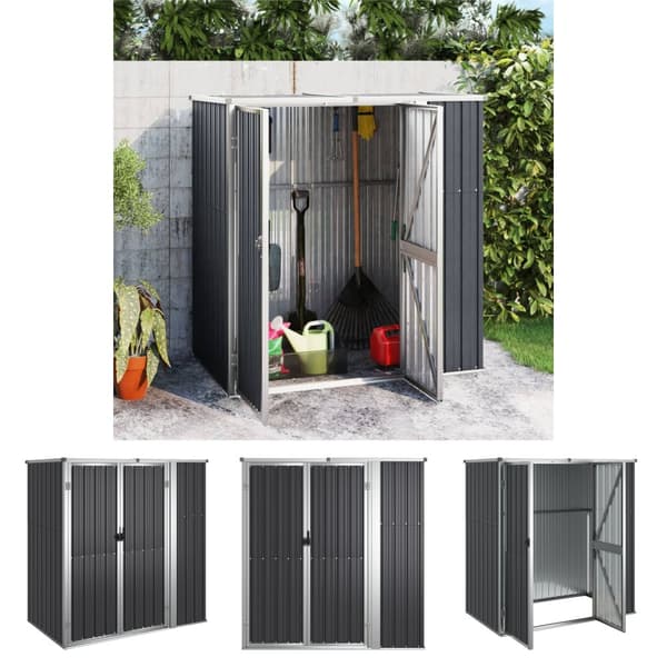 The Living Store redskabsskur til haven 161x89x161 cm galvaniseret stål antracit -  Skure & Redskabsskure