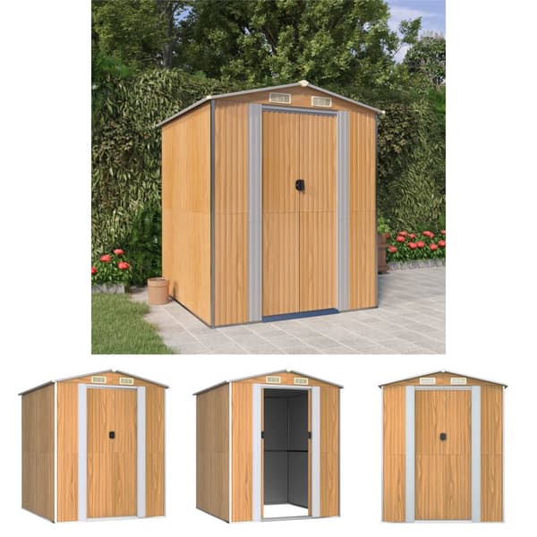The Living Store haveskur 192x191x223 cm galvaniseret stål lysebrun -  Skure & Redskabsskure