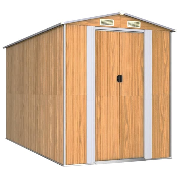 The Living Store haveskur 192x357x223 cm galvaniseret stål lysebrun -  Skure & Redskabsskure