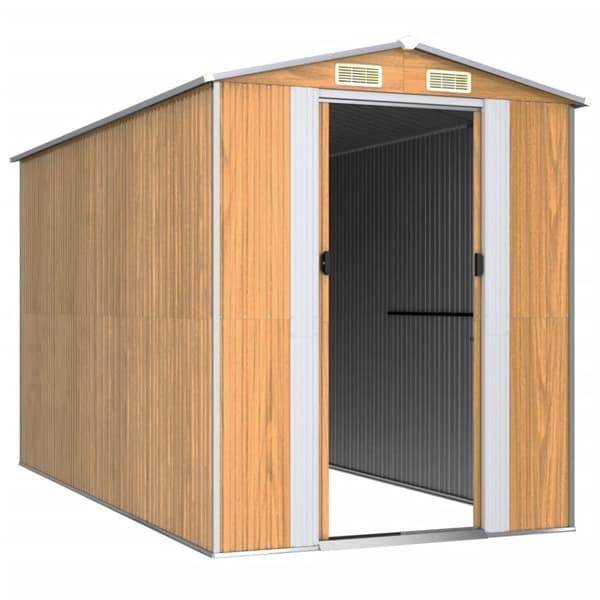 The Living Store haveskur 192x357x223 cm galvaniseret stål lysebrun -  Skure & Redskabsskure