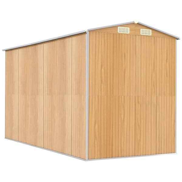 The Living Store haveskur 192x357x223 cm galvaniseret stål lysebrun -  Skure & Redskabsskure