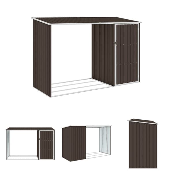 The Living Store brændeskur 245x98x159 cm galvaniseret stål brun -  Skure & Redskabsskure
