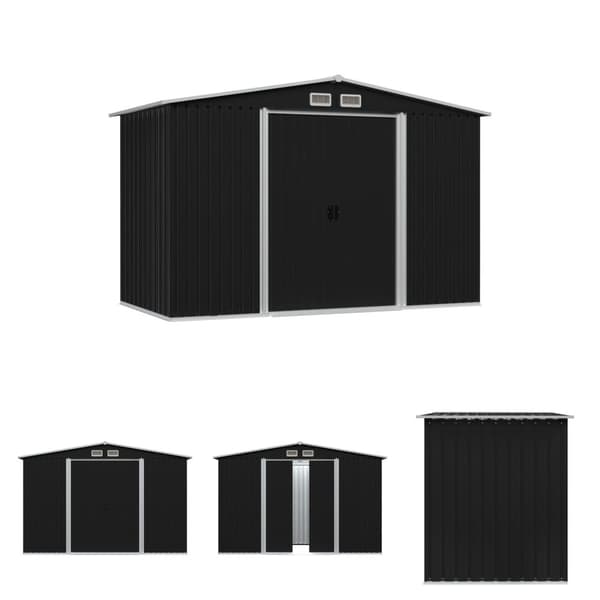 The Living Store opbevaringsskur til haven 257x205x178 cm stål antracitgrå -  Skure & Redskabsskure