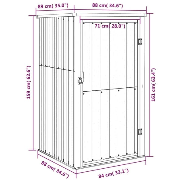 The Living Store redskabsskur til haven 88x89x161 cm galvaniseret stål grå -  Skure & Redskabsskure