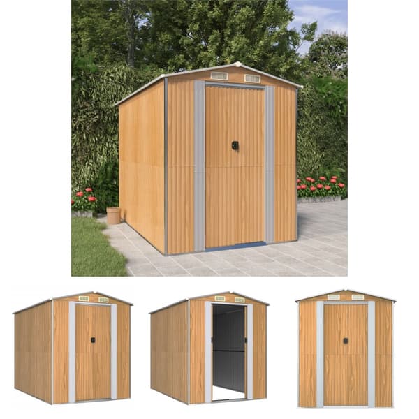 The Living Store haveskur 192x274x223 cm galvaniseret stål lysebrun -  Skure & Redskabsskure