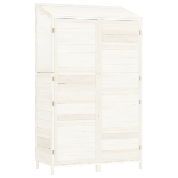 The Living Store haveskur 102x52x174,5 cm massivt grantræ hvid -  Skure & Redskabsskure