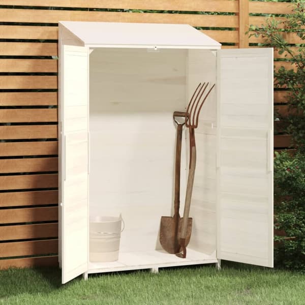 The Living Store haveskur 102x52x174,5 cm massivt grantræ hvid -  Skure & Redskabsskure
