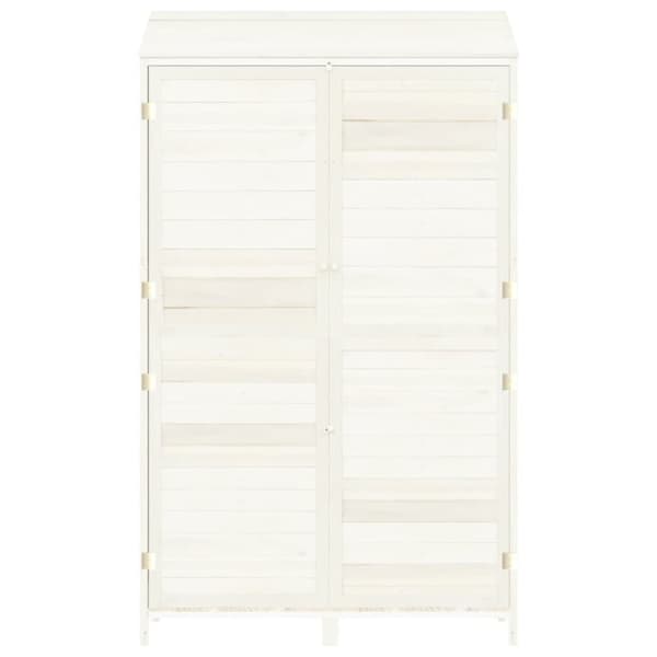 The Living Store haveskur 102x52x174,5 cm massivt grantræ hvid -  Skure & Redskabsskure