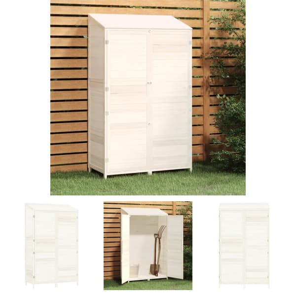 The Living Store haveskur 102x52x174,5 cm massivt grantræ hvid -  Skure & Redskabsskure