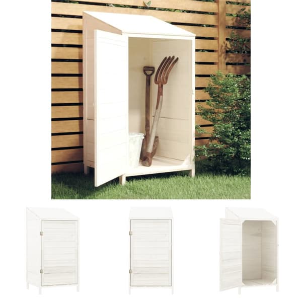 The Living Store haveskur 55x52x112 cm massivt grantræ hvid -  Skure & Redskabsskure