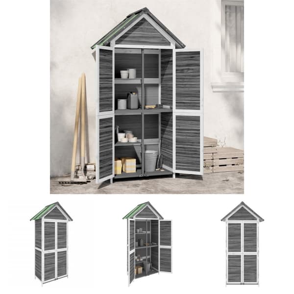 The Living Store Trädgårdsbod grå 89x52,5x175 cm massiv furu - Förråd & Redskapsbodar