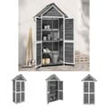 Miniatyrbild 1 av 10: The Living Store Trädgårdsbod grå 89x52,5x175 cm massiv furu -  Förråd & Redskapsbodar