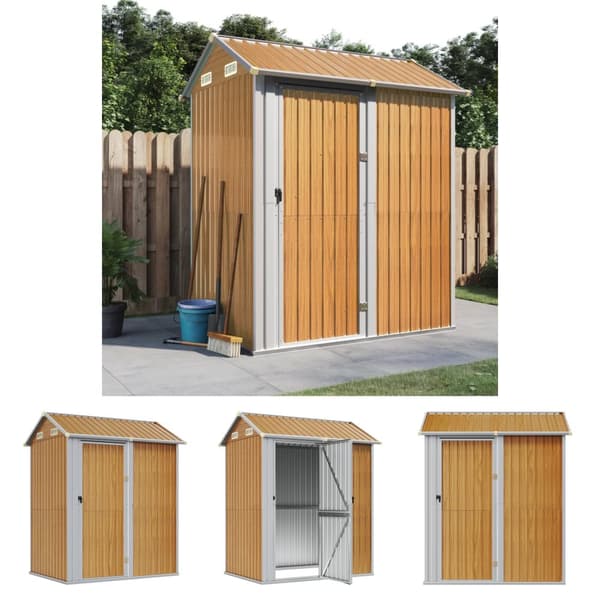 The Living Store haveskur 192x152,5x237 cm galvaniseret stål lysebrun -  Skure & Redskabsskure