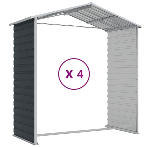 The Living Store haveskur 191x385x198 cm galvaniseret stål antracitgrå -  Skure & Redskabsskure
