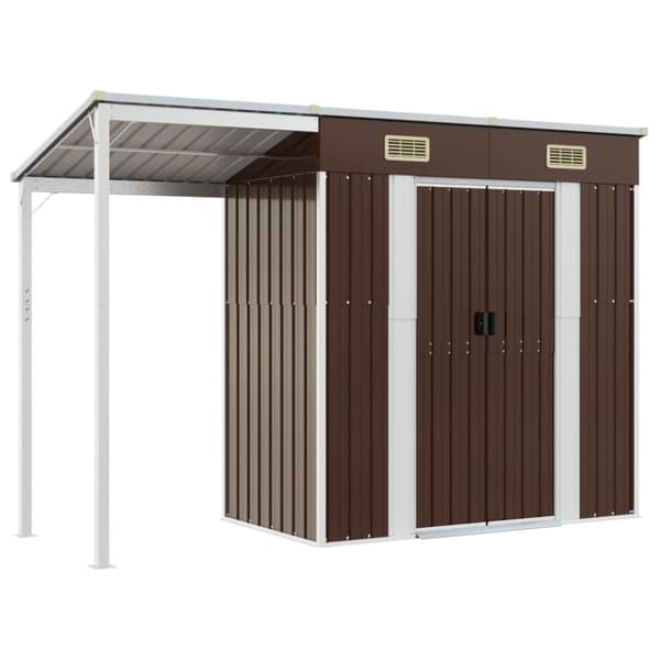 The Living Store Puutarhavaja lisäkatolla ruskea 277x110,5x181 cm teräs -  Pihavajat