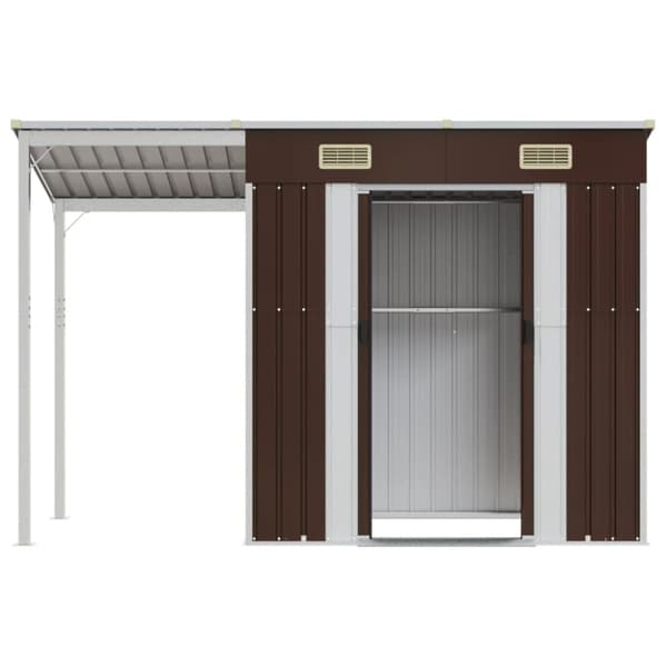 The Living Store Puutarhavaja lisäkatolla ruskea 277x110,5x181 cm teräs -  Pihavajat