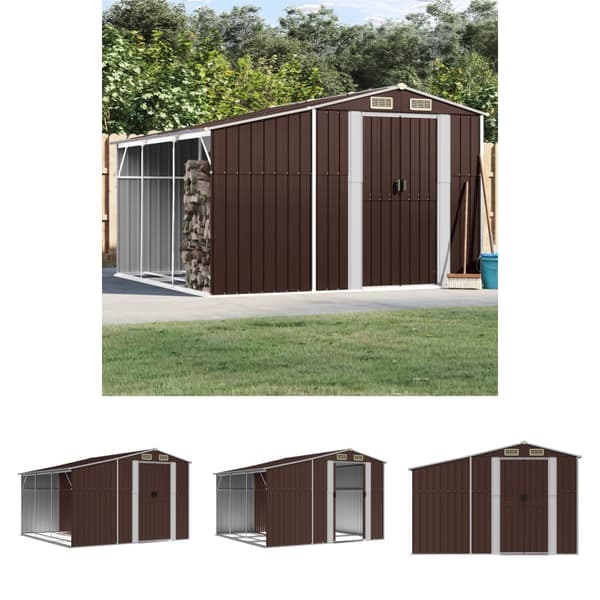 The Living Store haveskur 277x279x179 cm galvaniseret stål brun -  Skure & Redskabsskure