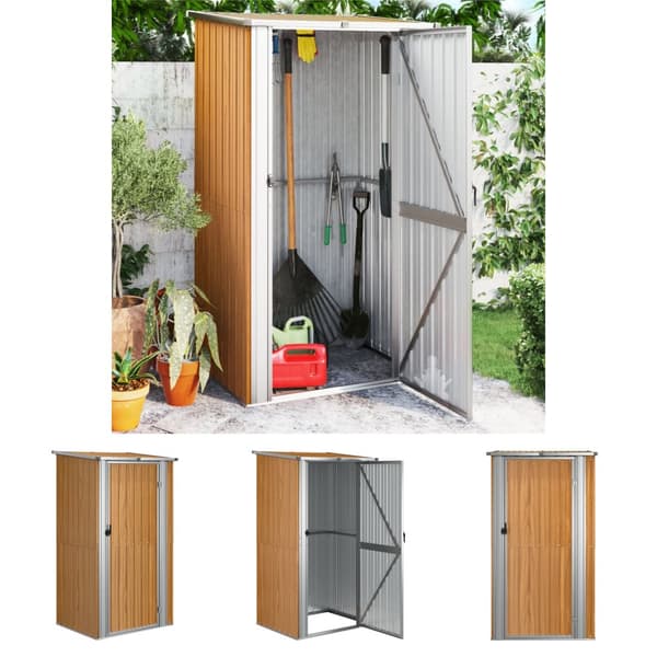 The Living Store haveskur 118,5x97x209,5 galvaniseret stål brun -  Skure & Redskabsskure