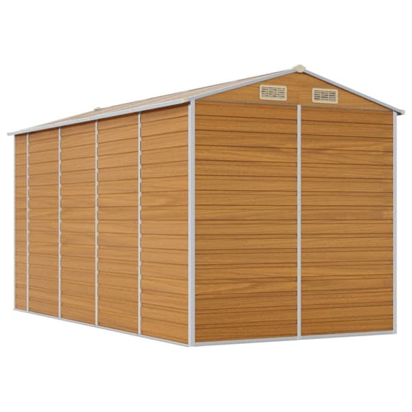 The Living Store haveskur 191x385x198 cm galvaniseret stål lysebrun - Skure & Redskabsskure