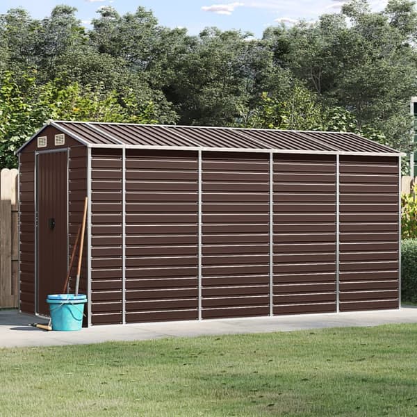 The Living Store haveskur 191x385x198 cm galvaniseret stål brun -  Skure & Redskabsskure
