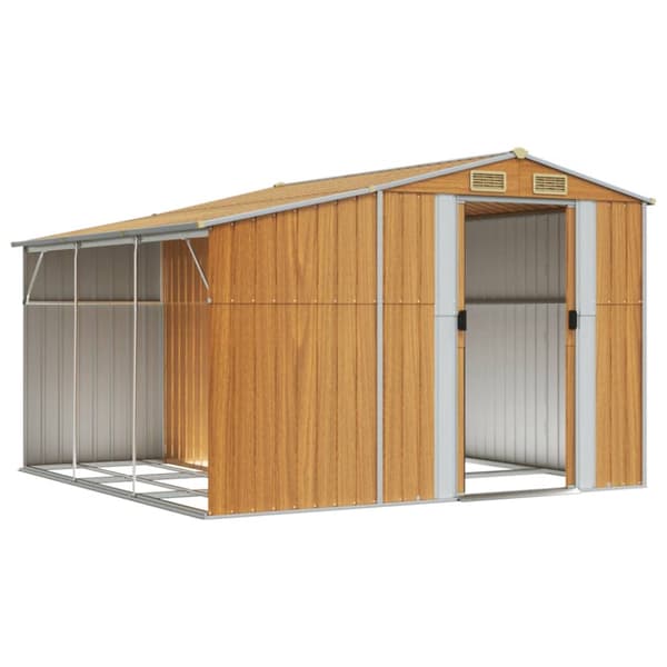 The Living Store haveskur 277x279x179 cm galvaniseret stål lysebrun -  Skure & Redskabsskure