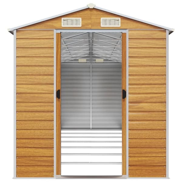 The Living Store haveskur 191x640x198 cm galvaniseret stål lysebrun -  Skure & Redskabsskure