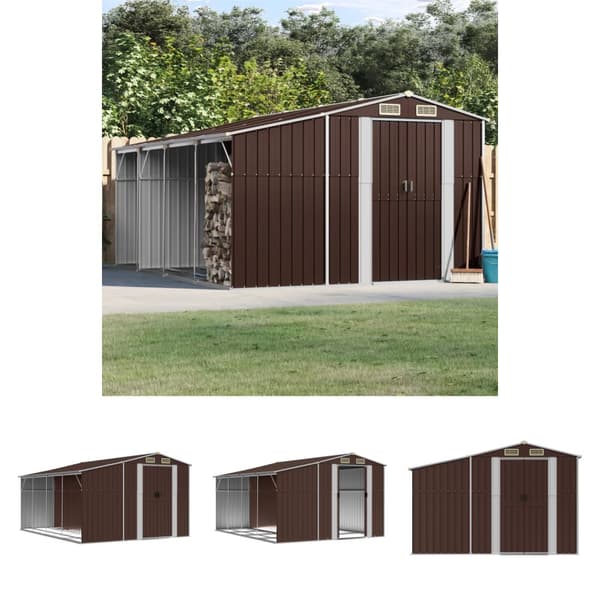 The Living Store haveskur 277x365,5x179 cm galvaniseret stål brun -  Skure & Redskabsskure