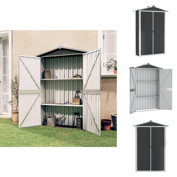 Skure & Redskabsskure - Living haveskur 116x45x175 cm galvaniseret stål antracitgrå