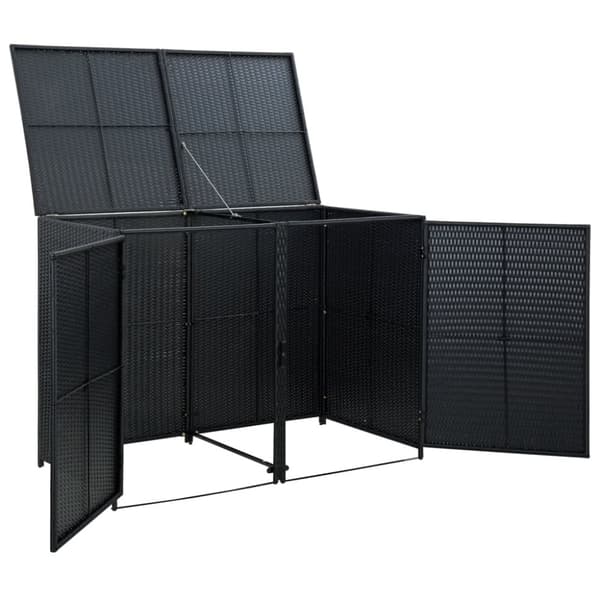 Skure & Redskabsskure - Living dobbelt skraldespandsskjuler polyrattan sort 148 x 80 x 111 cm